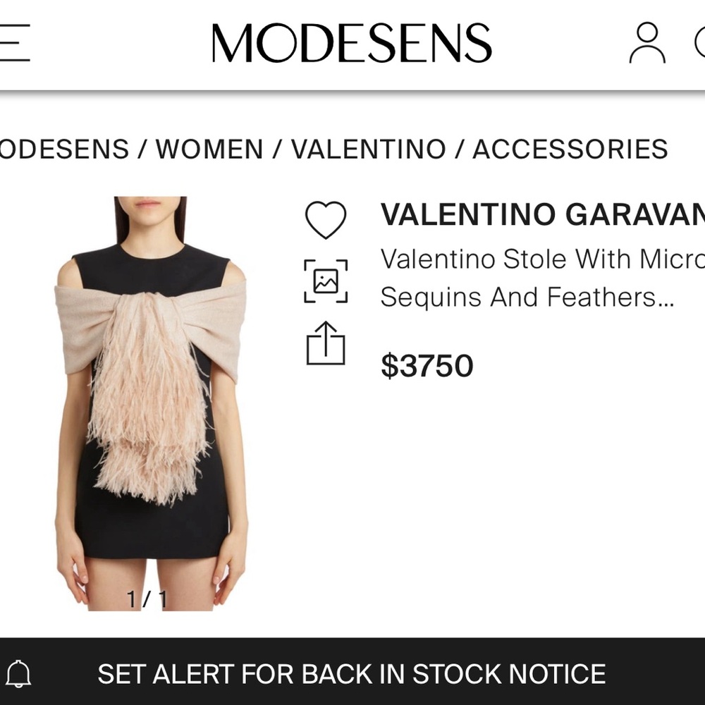 Valentino stole with micro sequins and ostrich feathers. P45 Cashmere. NWT